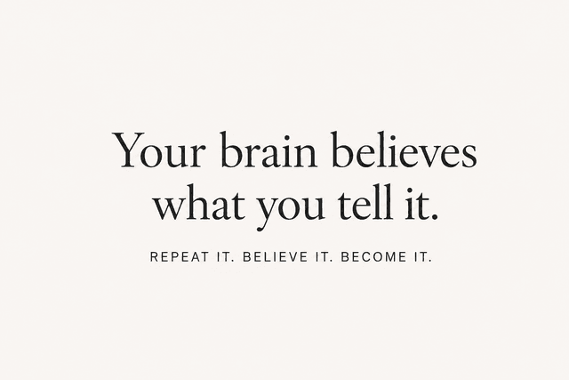 Your brain believes what you tell it. repeat it. believe it. become it.